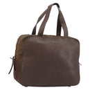 PRADA Hand Bag Leather Brown Gold Auth bs35442-1