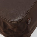 PRADA Hand Bag Leather Brown Gold Auth bs35442-16