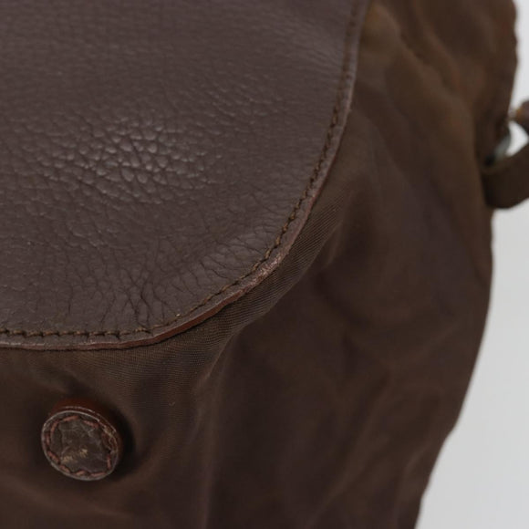 PRADA Hand Bag Leather Brown Gold Auth bs35442