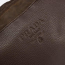 PRADA Hand Bag Leather Brown Gold Auth bs35442-18