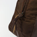 PRADA Hand Bag Leather Brown Gold Auth bs35442-10