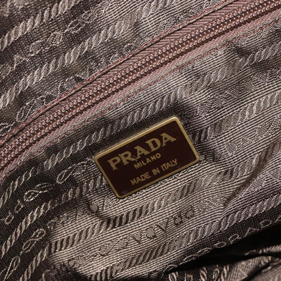 PRADA Hand Bag Leather Brown Gold Auth bs35442