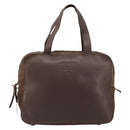 PRADA Hand Bag Leather Brown Gold Auth bs35442-13