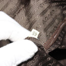 PRADA Hand Bag Leather Brown Gold Auth bs35442-12