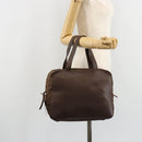 PRADA Hand Bag Leather Brown Gold Auth bs35442-24