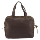 PRADA Hand Bag Leather Brown Gold Auth bs35442-2