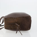 PRADA Hand Bag Leather Brown Gold Auth bs35442-4