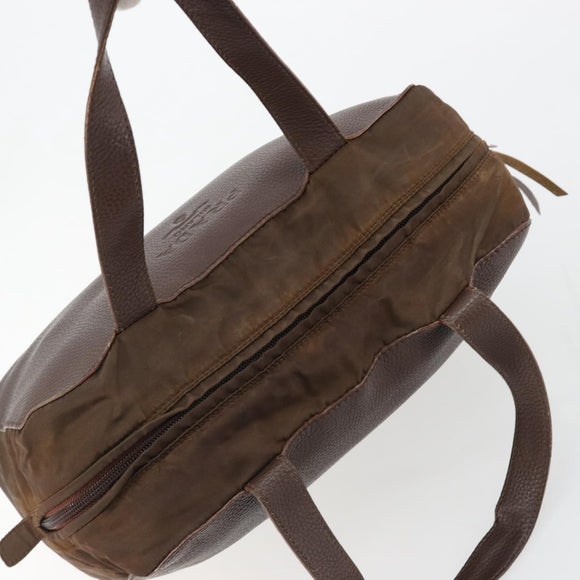 PRADA Hand Bag Leather Brown Gold Auth bs35442