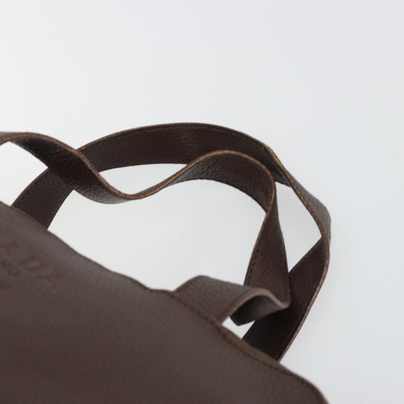 PRADA Hand Bag Leather Brown Gold Auth bs35442
