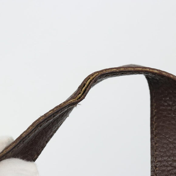 PRADA Hand Bag Leather Brown Gold Auth bs35442