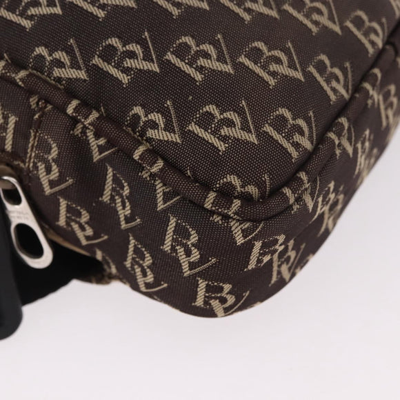 BOTTEGA VENETA Waist Bag Canvas Brown Silver Auth bs35444