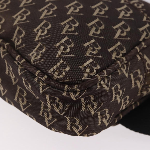 BOTTEGA VENETA Waist Bag Canvas Brown Silver Auth bs35444