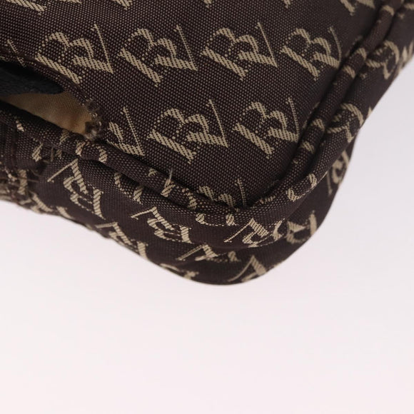 BOTTEGA VENETA Waist Bag Canvas Brown Silver Auth bs35444
