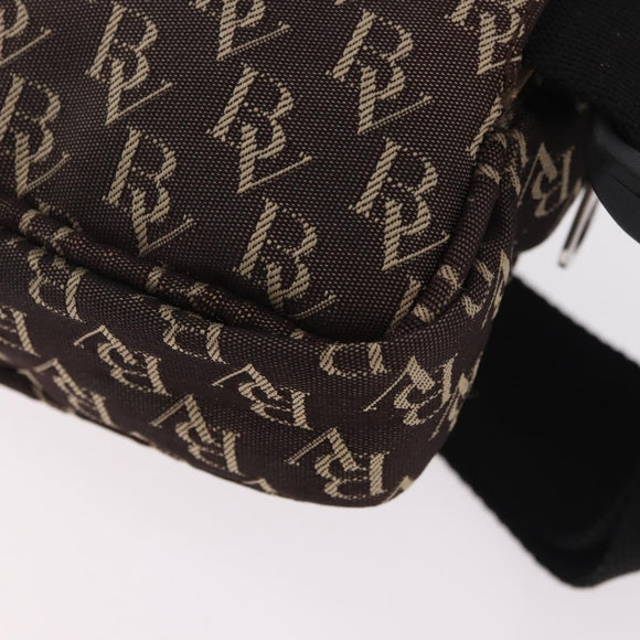 BOTTEGA VENETA Waist Bag Canvas Brown Silver Auth bs35444