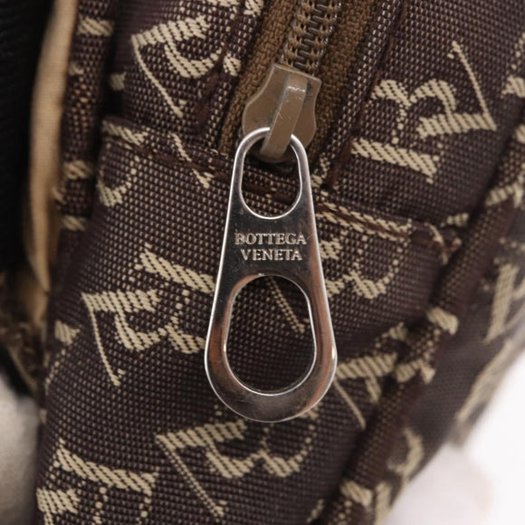 BOTTEGA VENETA Waist Bag Canvas Brown Silver Auth bs35444