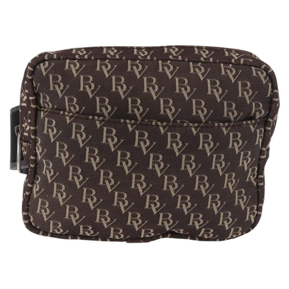 BOTTEGA VENETA Waist Bag Canvas Brown Silver Auth bs35444