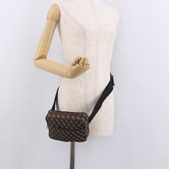 BOTTEGA VENETA Waist Bag Canvas Brown Silver Auth bs35444