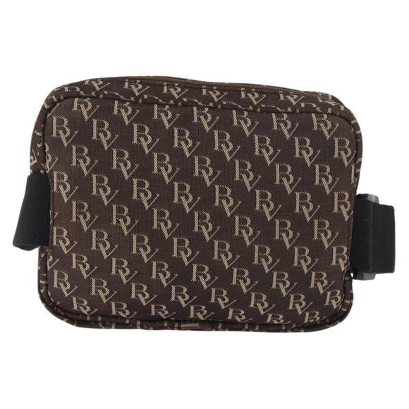 BOTTEGA VENETA Waist Bag Canvas Brown Silver Auth bs35444