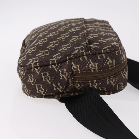 BOTTEGA VENETA Waist Bag Canvas Brown Silver Auth bs35444