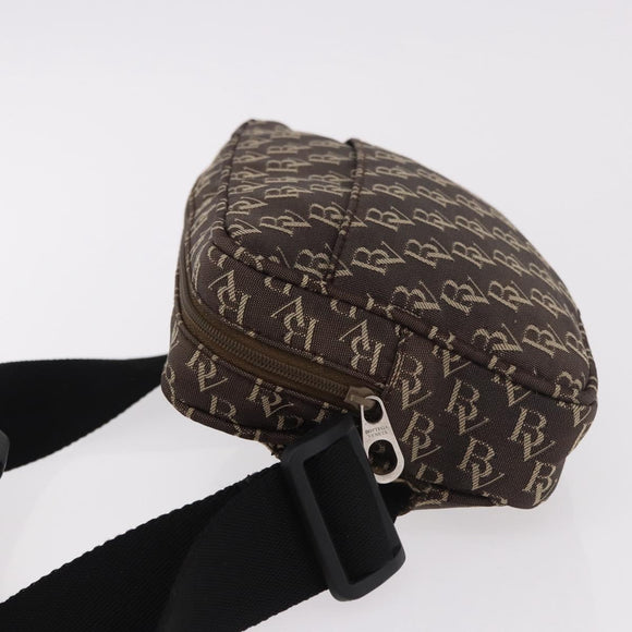 BOTTEGA VENETA Waist Bag Canvas Brown Silver Auth bs35444