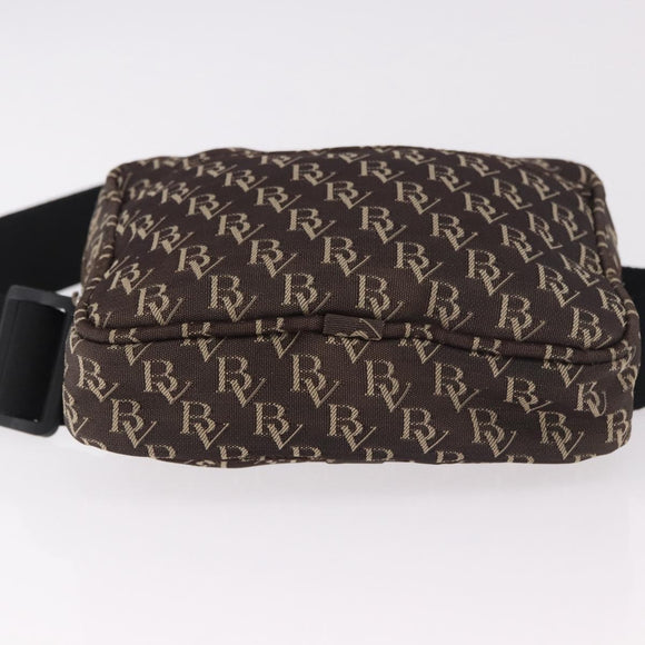 BOTTEGA VENETA Waist Bag Canvas Brown Silver Auth bs35444