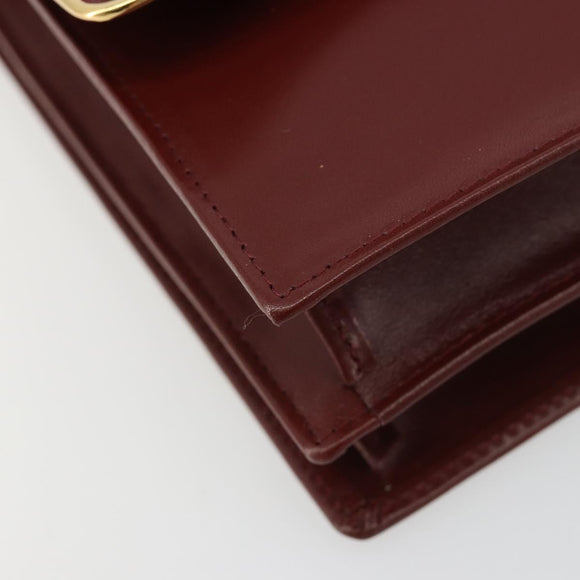CARTIER Must Line Shoulder Bag Leather Bordeaux Gold Auth bs35445