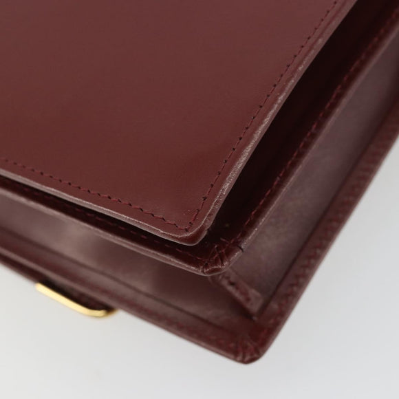 CARTIER Must Line Shoulder Bag Leather Bordeaux Gold Auth bs35445