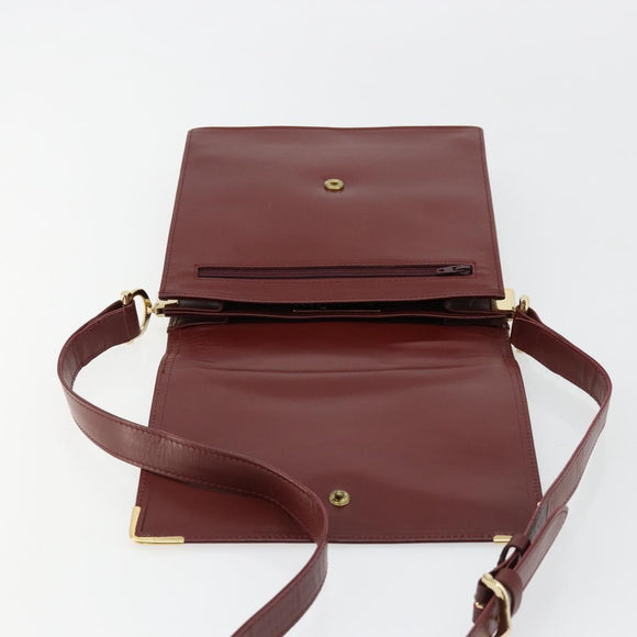 CARTIER Must Line Shoulder Bag Leather Bordeaux Gold Auth bs35445