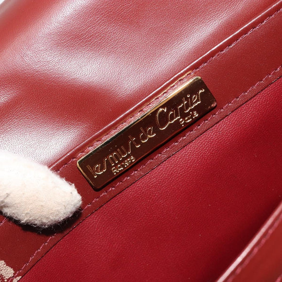 CARTIER Must Line Shoulder Bag Leather Bordeaux Gold Auth bs35445