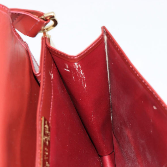 CARTIER Must Line Shoulder Bag Leather Bordeaux Gold Auth bs35445