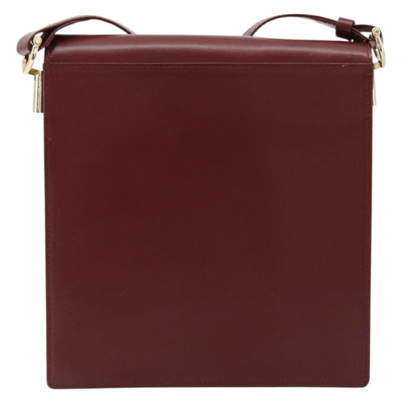 CARTIER Must Line Shoulder Bag Leather Bordeaux Gold Auth bs35445