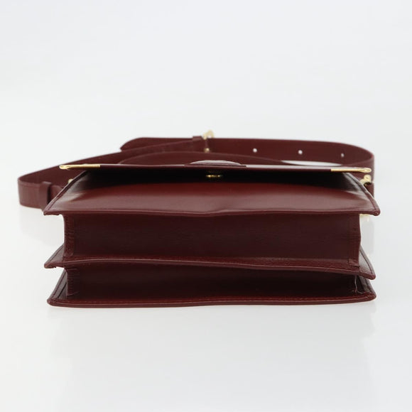 CARTIER Must Line Shoulder Bag Leather Bordeaux Gold Auth bs35445