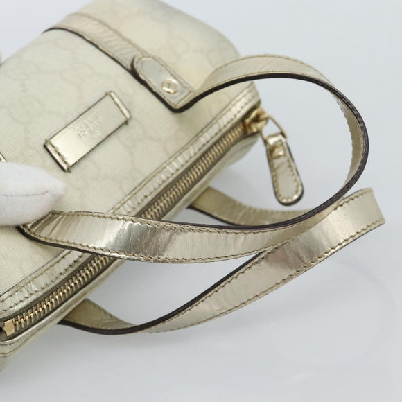 GUCCI GG Supreme Mini Handtasche PVC Weiß Gold 190400 Auth bs35446