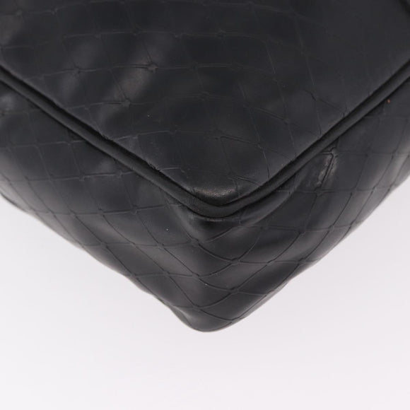 Gianni Versace Business Bag Leather Black Gold Auth bs35448