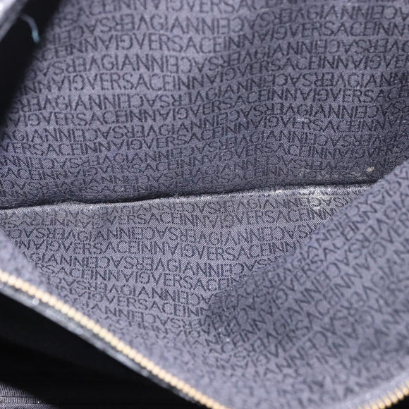 Gianni Versace Business Bag Leather Black Gold Auth bs35448
