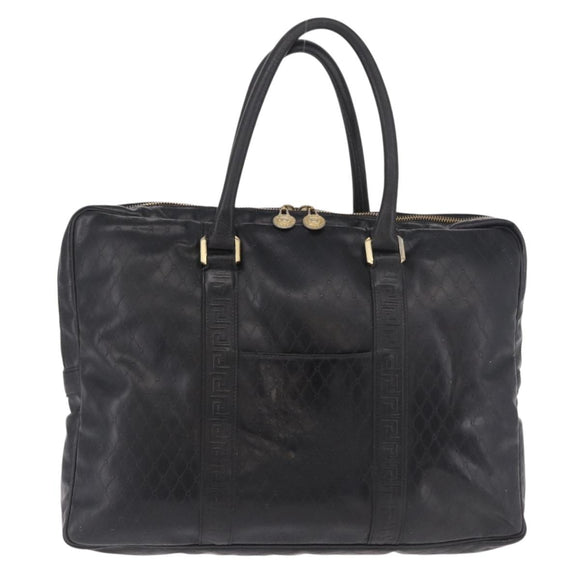 Gianni Versace Business Bag Leather Black Gold Auth bs35448