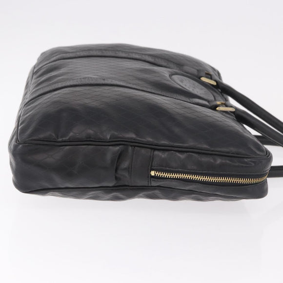 Gianni Versace Business Bag Leather Black Gold Auth bs35448