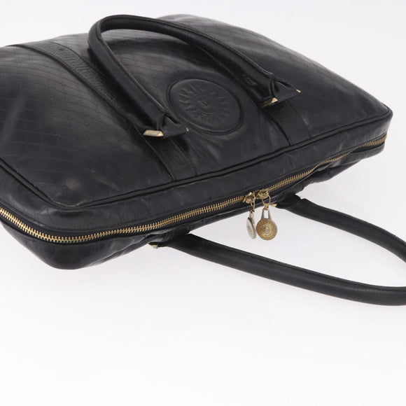 Gianni Versace Business Bag Leather Black Gold Auth bs35448