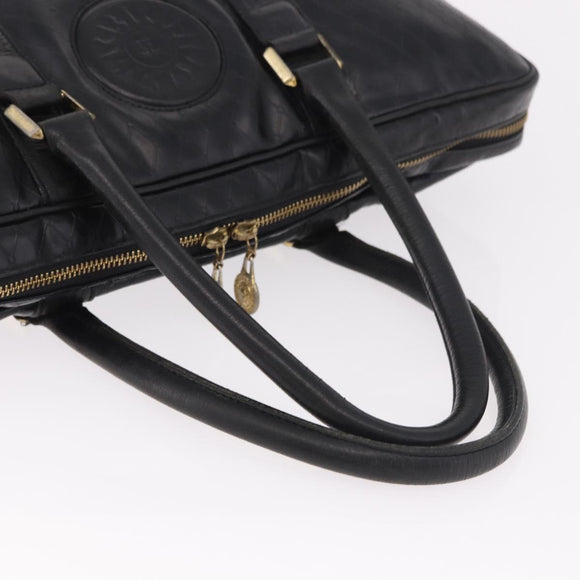 Gianni Versace Business Bag Leather Black Gold Auth bs35448