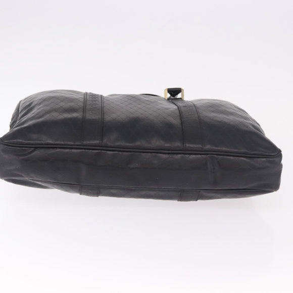 Gianni Versace Business Bag Leather Black Gold Auth bs35448
