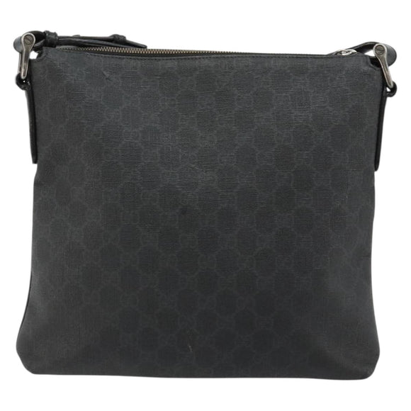 GUCCI GG Supreme Shoulder Bag PVC Black Silver 322279 Auth bs35450