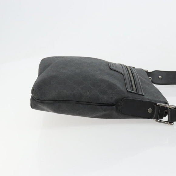 GUCCI GG Supreme Shoulder Bag PVC Black Silver 322279 Auth bs35450