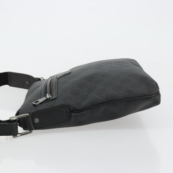 GUCCI GG Supreme Shoulder Bag PVC Black Silver 322279 Auth bs35450