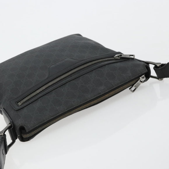 GUCCI GG Supreme Shoulder Bag PVC Black Silver 322279 Auth bs35450