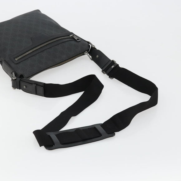 GUCCI GG Supreme Shoulder Bag PVC Black Silver 322279 Auth bs35450