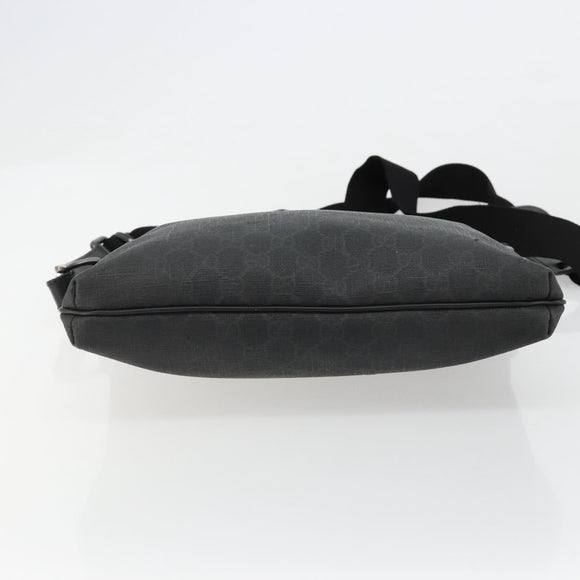 GUCCI GG Supreme Shoulder Bag PVC Black Silver 322279 Auth bs35450