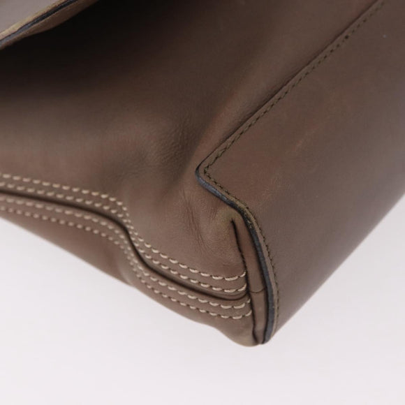LOEWE Business Bag Leather 2way Brown Silver Auth bs35451