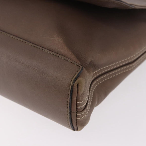 LOEWE Business Bag Leather 2way Brown Silver Auth bs35451