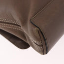 LOEWE Business Bag Leather 2way Brown Silver Auth bs35451-16