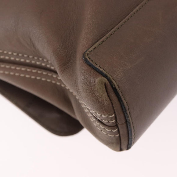 LOEWE Business Bag Leather 2way Brown Silver Auth bs35451